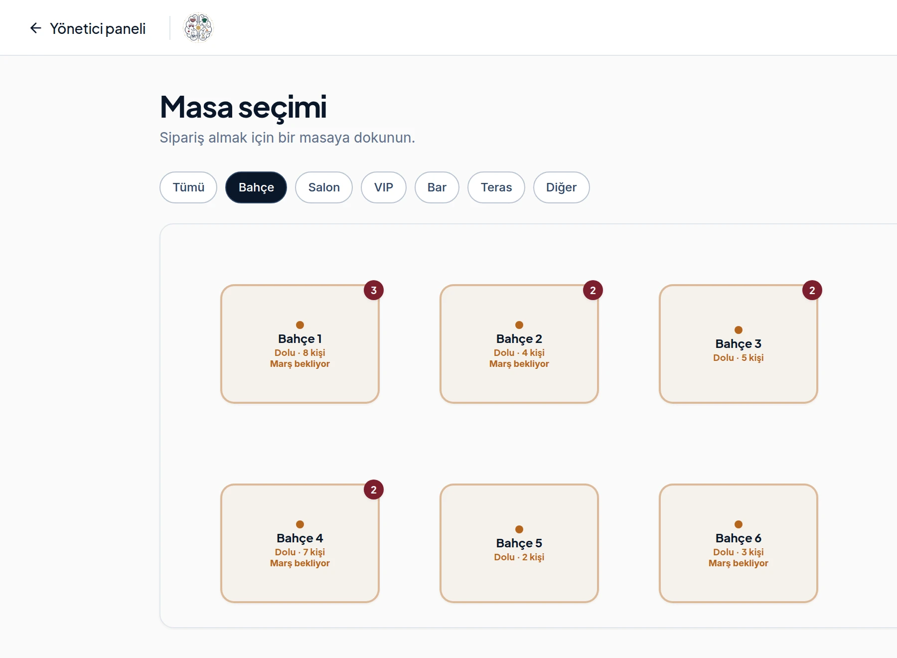POS masa seçimi — Masa Planı floor-plan görünümü